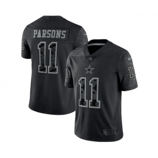 Men's Dallas Cowboys 11 Micah Parsons Black Reflective Limited Stitched Football Jersey