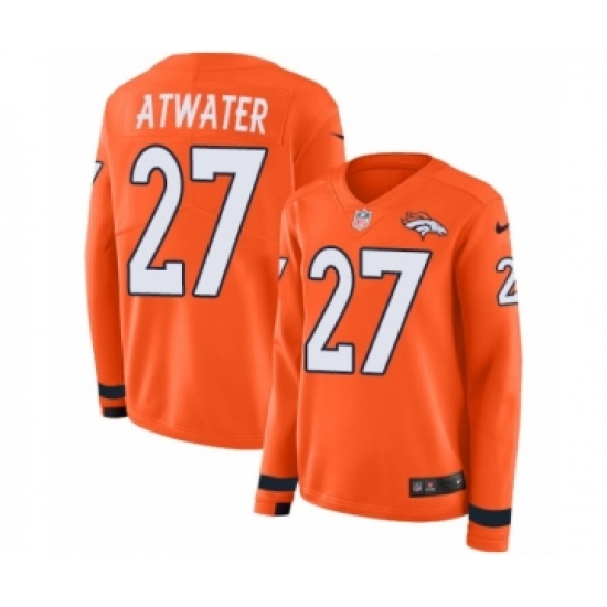 Women's Nike Denver Broncos 27 Steve Atwater Limited Orange Therma Long Sleeve NFL Jersey