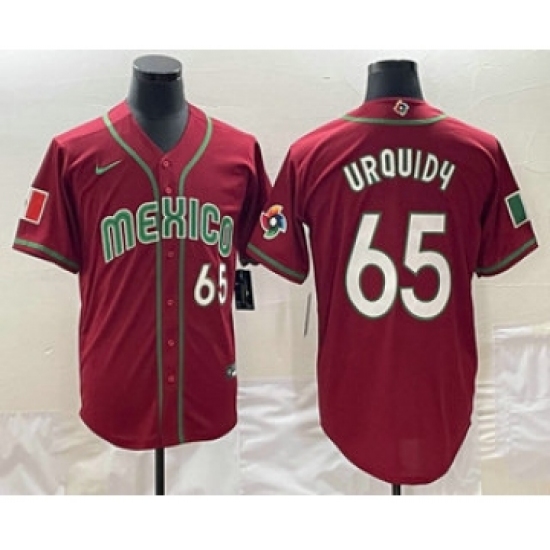 Men's Mexico Baseball 65 Giovanny Gallegos Number 2023 Red World Classic Stitched Jerseys