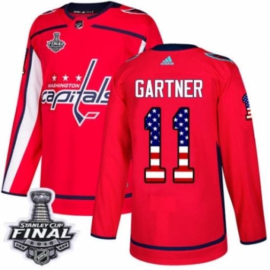 Youth Adidas Washington Capitals 11 Mike Gartner Authentic Red USA Flag Fashion 2018 Stanley Cup Final NHL Jersey