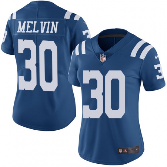 Women's Nike Indianapolis Colts 30 Rashaan Melvin Limited Royal Blue Rush Vapor Untouchable NFL Jersey