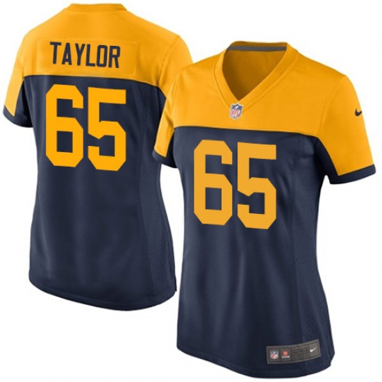 Women's Nike Green Bay Packers 65 Lane Taylor Elite Navy Blue Alternate NFL Jersey