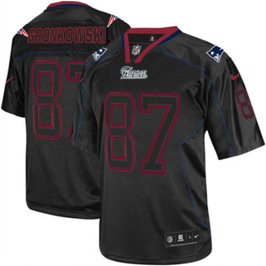 Men's Nike New England Patriots 87 Rob Gronkowski Elite Lights Out Black NFL Jersey
