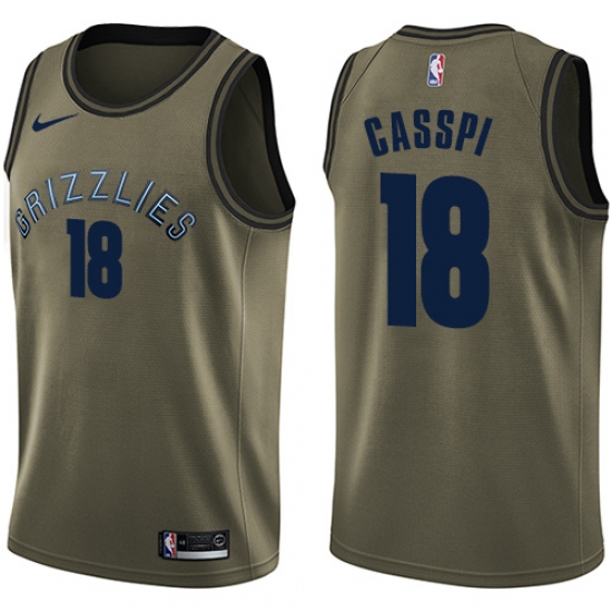 Men's Nike Memphis Grizzlies 18 Omri Casspi Swingman Green Salute to Service NBA Jersey