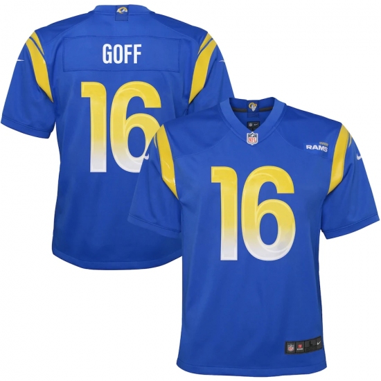 Youth Los Angeles Rams 16 Jared Goff Blue Nike Royal Game Jersey.webp