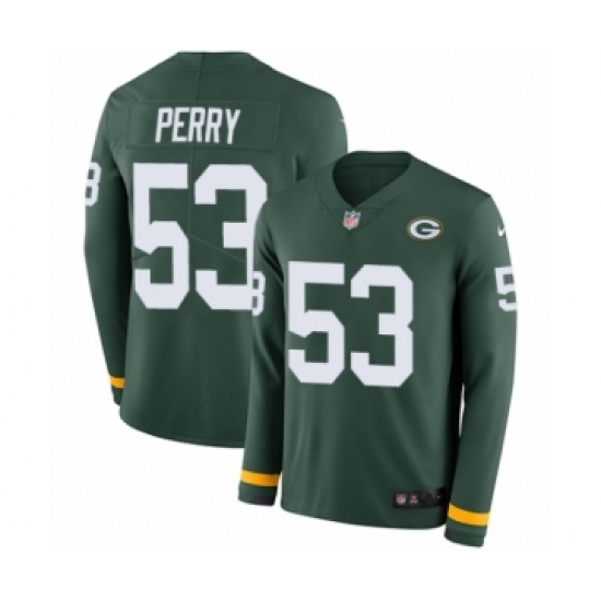 Youth Nike Green Bay Packers 53 Nick Perry Limited Green Therma Long Sleeve NFL Jersey