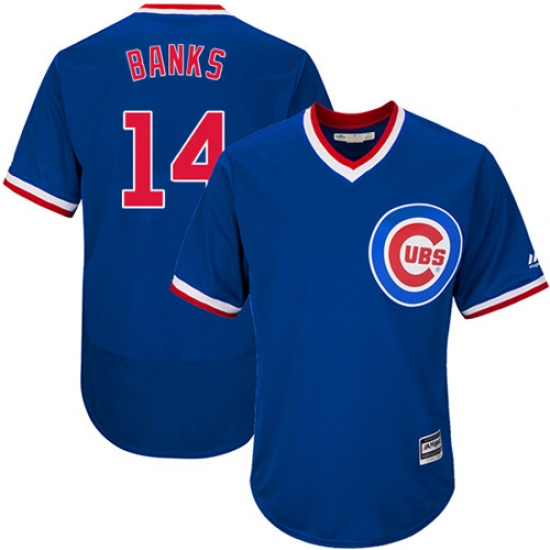 Men's Majestic Chicago Cubs 14 Ernie Banks Royal Blue Flexbase Authentic Collection Cooperstown MLB Jersey