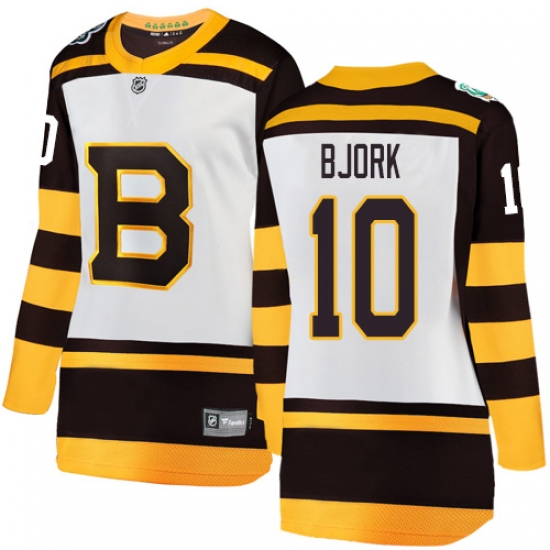 Women's Boston Bruins 10 Anders Bjork White 2019 Winter Classic Fanatics Branded Breakaway NHL Jersey