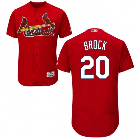 Men's Majestic St. Louis Cardinals 20 Lou Brock Red Alternate Flex Base Authentic Collection MLB Jersey - Click Image to Close