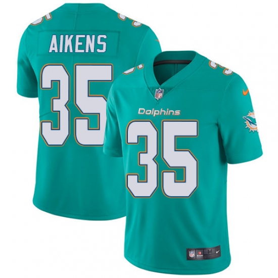 Men's Nike Miami Dolphins 35 Walt Aikens Aqua Green Team Color Vapor Untouchable Limited Player NFL Jersey