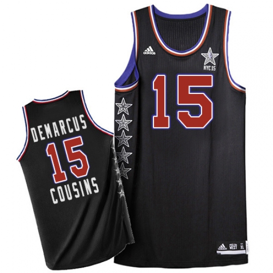 Men's Adidas Sacramento Kings 15 DeMarcus Cousins Swingman Black 2015 All Star NBA Jersey