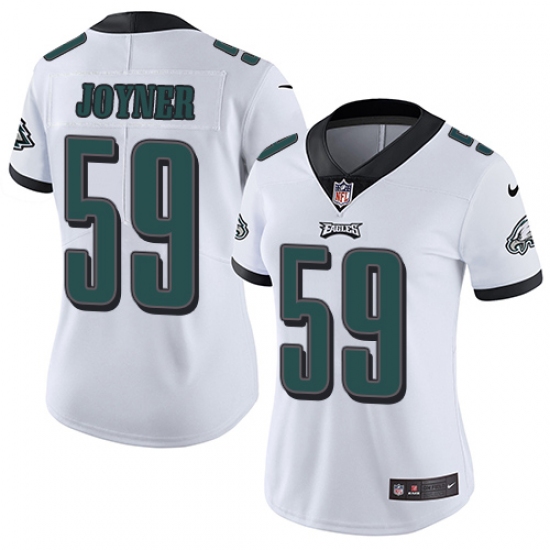 Women's Nike Philadelphia Eagles 59 Seth Joyner White Vapor Untouchable Limited Player NFL Jersey