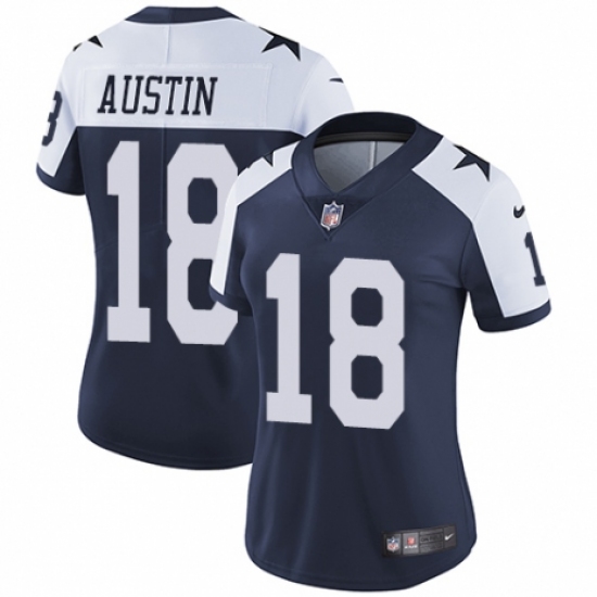 Women's Nike Dallas Cowboys 18 Tavon Austin Navy Blue Throwback Alternate Vapor Untouchable Limited Player NFL Jersey