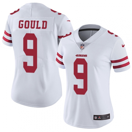 Women's Nike San Francisco 49ers 9 Robbie Gould White Vapor Untouchable Limited Player NFL Jersey