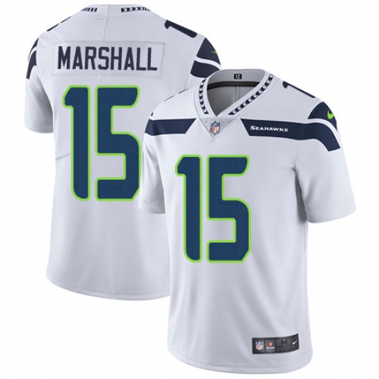 Men's Nike Seattle Seahawks 15 Brandon Marshall White Vapor Untouchable Limited Player NFL Jersey