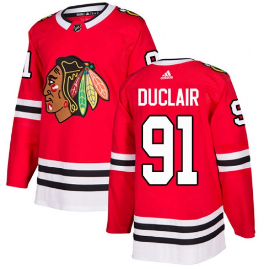 Men's Adidas Chicago Blackhawks 91 Anthony Duclair Authentic Red Home NHL Jersey