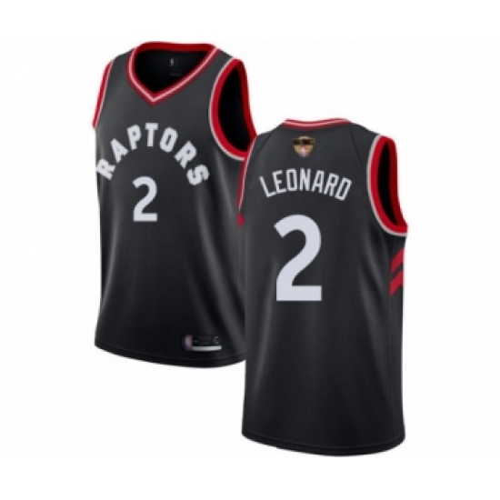 Men's Toronto Raptors 2 Kawhi Leonard Swingman Black 2019 Basketball Finals Bound Jersey Statement Edition