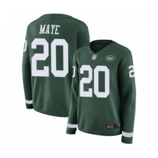 Women's New York Jets 20 Marcus Maye Limited Green Therma Long Sleeve Football Jersey