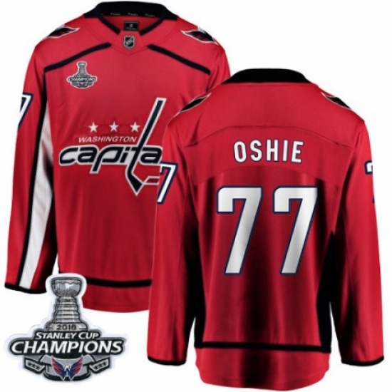 Youth Washington Capitals 77 T.J. Oshie Fanatics Branded Red Home Breakaway 2018 Stanley Cup Final Champions NHL Jersey