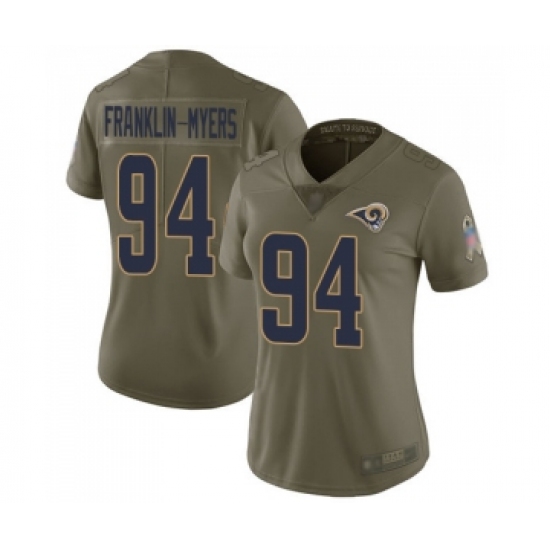 Women's Los Angeles Rams 94 John Franklin-Myers Limited Olive 2017 Salute to Service Football Jersey