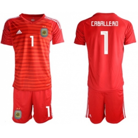 Argentina 1 Caballero Red Goalkeeper Soccer Country Jersey