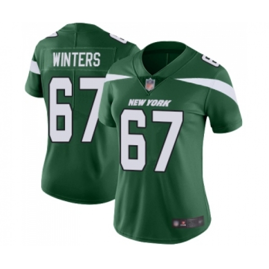 Women's New York Jets 67 Brian Winters Green Team Color Vapor Untouchable Limited Player Football Jersey