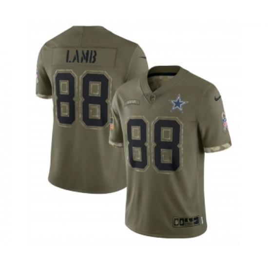 Men's Dallas Cowboys 88 CeeDee Lamb 2022 Olive Salute To Service Limited Stitched Jersey