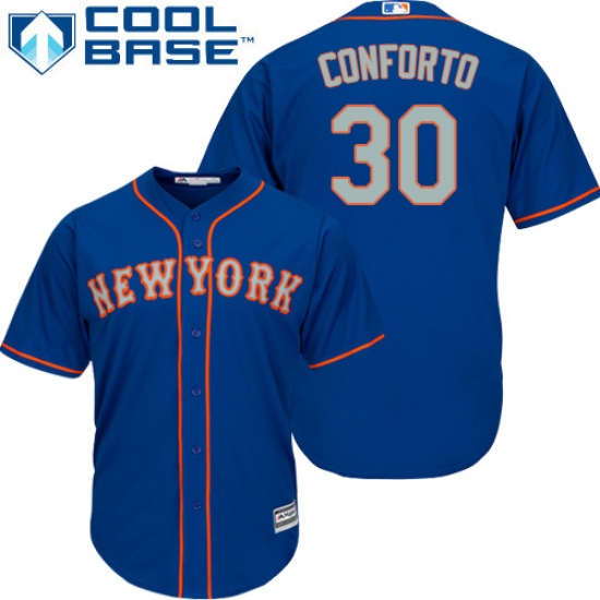 Youth Majestic New York Mets 30 Michael Conforto Authentic Royal Blue Alternate Road Cool Base MLB Jersey