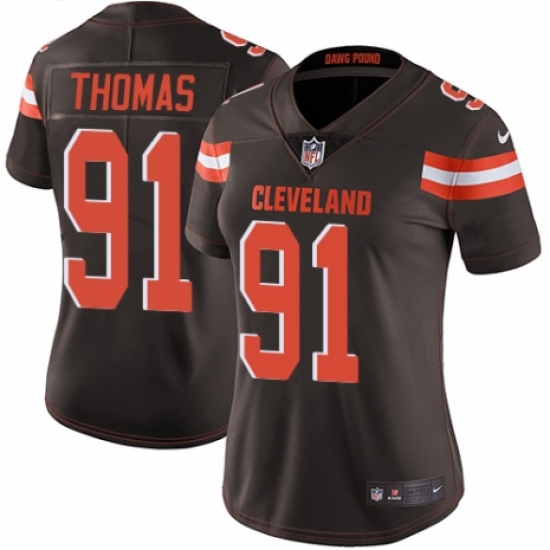Women's Nike Cleveland Browns 91 Chad Thomas Brown Team Color Vapor Untouchable Limited Player NFL Jersey