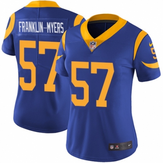 Women's Nike Los Angeles Rams 57 John Franklin-Myers Royal Blue Alternate Vapor Untouchable Limited Player NFL Jersey