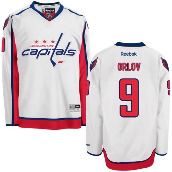 Men's Reebok Washington Capitals 9 Dmitry Orlov Authentic White Away NHL Jersey