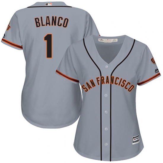 Women's Majestic San Francisco Giants 1 Gregor Blanco Authentic Grey Road Cool Base MLB Jersey