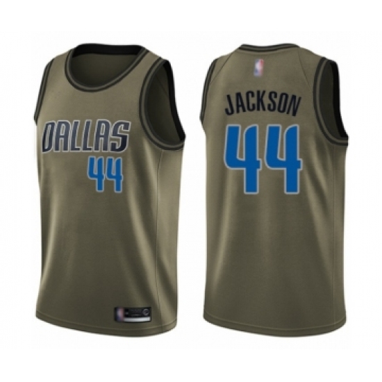 Men's Dallas Mavericks 44 Justin Jackson Swingman Green Salute to Service Basketball Jersey