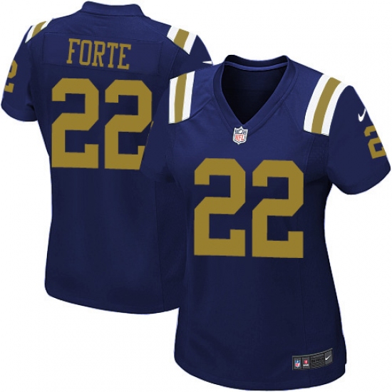 Women's Nike New York Jets 22 Matt Forte Limited Navy Blue Alternate NFL Jersey