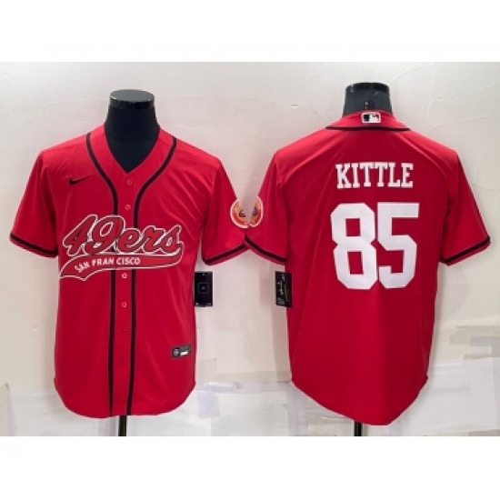 Men's San Francisco 49ers 85 George Kittle Red Stitched Cool Base Nike Baseball Jersey