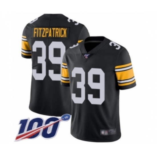 Men's Pittsburgh Steelers 39 Minkah Fitzpatrick Black Alternate Vapor Untouchable Limited Player 100th Season Football Jersey