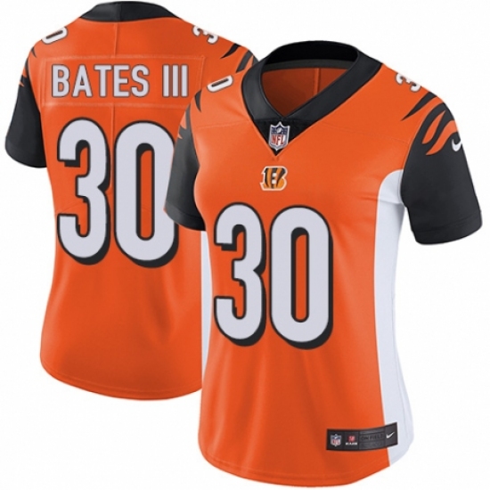 Women's Nike Cincinnati Bengals 30 Jessie Bates III Orange Alternate Vapor Untouchable Limited Player NFL Jersey