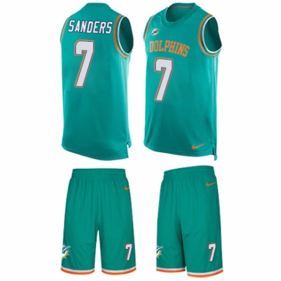 Men's Nike Miami Dolphins 7 Jason Sanders Limited Aqua Green Tank Top Suit NFL Jersey