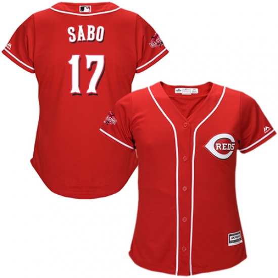 Women's Majestic Cincinnati Reds 17 Chris Sabo Authentic Red Alternate Cool Base MLB Jersey