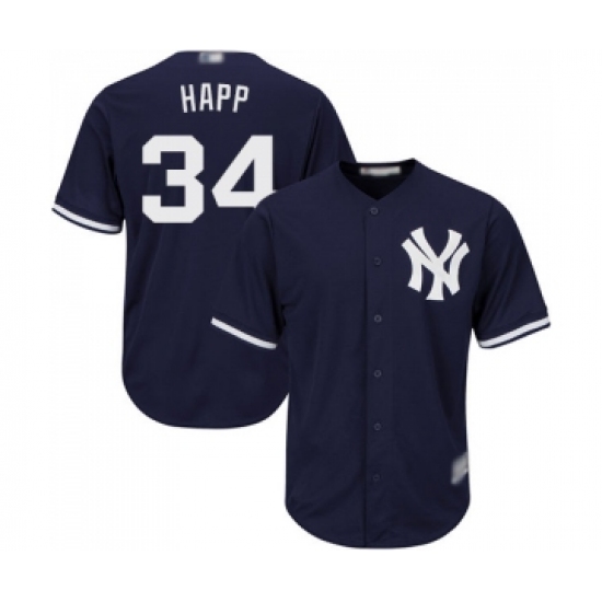 Men's New York Yankees 34 J.A. Happ Replica Navy Blue Alternate Baseball Jersey