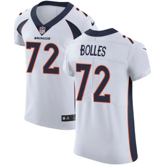 Men's Nike Denver Broncos 72 Garett Bolles White Vapor Untouchable Elite Player NFL Jersey