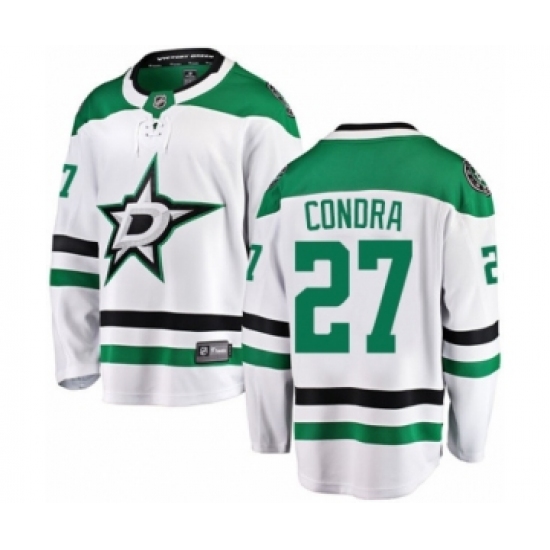 Men's Dallas Stars 27 Erik Condra Authentic White Away Fanatics Branded Breakaway NHL Jersey