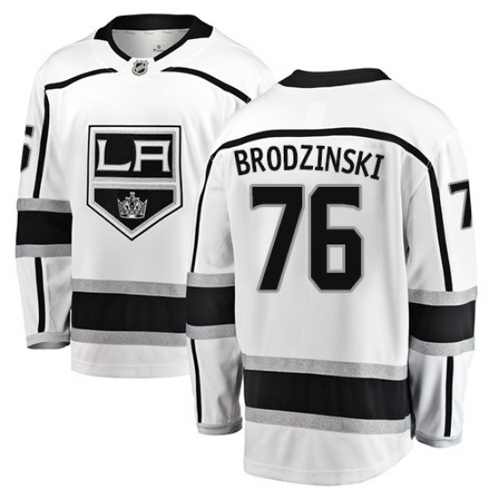 Men's Los Angeles Kings 76 Jonny Brodzinski Authentic White Away Fanatics Branded Breakaway NHL Jersey