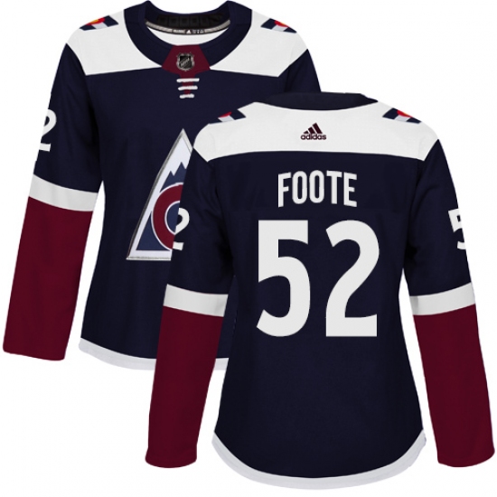 Women's Adidas Colorado Avalanche 52 Adam Foote Authentic Navy Blue Alternate NHL Jersey