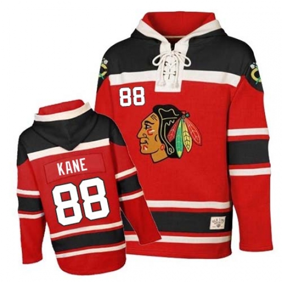 Men's Old Time Hockey Chicago Blackhawks 88 Patrick Kane Authentic Red Sawyer Hooded Sweatshirt NHL Jersey