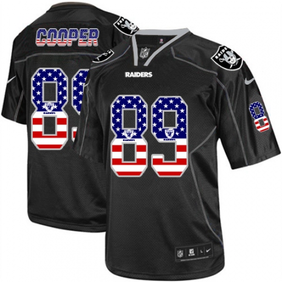 Men's Nike Oakland Raiders 89 Amari Cooper Elite Black USA Flag Fashion NFL Jersey