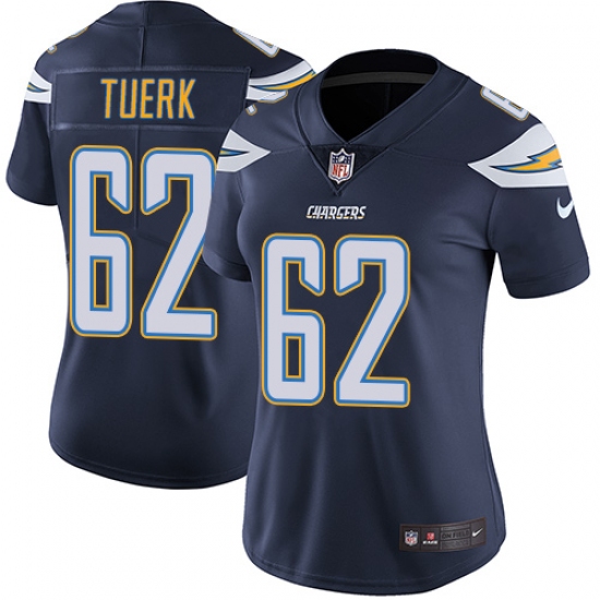 Women's Nike Los Angeles Chargers 62 Max Tuerk Navy Blue Team Color Vapor Untouchable Limited Player NFL Jersey