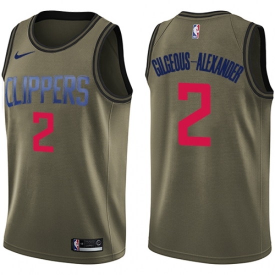 Men's Nike Los Angeles Clippers 2 Shai Gilgeous-Alexander Swingman Green Salute to Service NBA Jersey