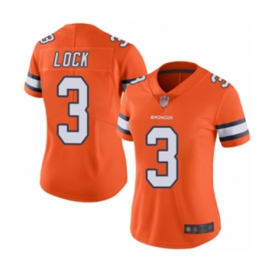 Women's Denver Broncos 3 Drew Lock Limited Orange Rush Vapor Untouchable Football Jersey