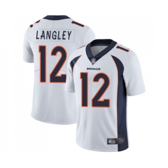 Men's Denver Broncos 12 Brendan Langley White Vapor Untouchable Limited Player Football Jersey
